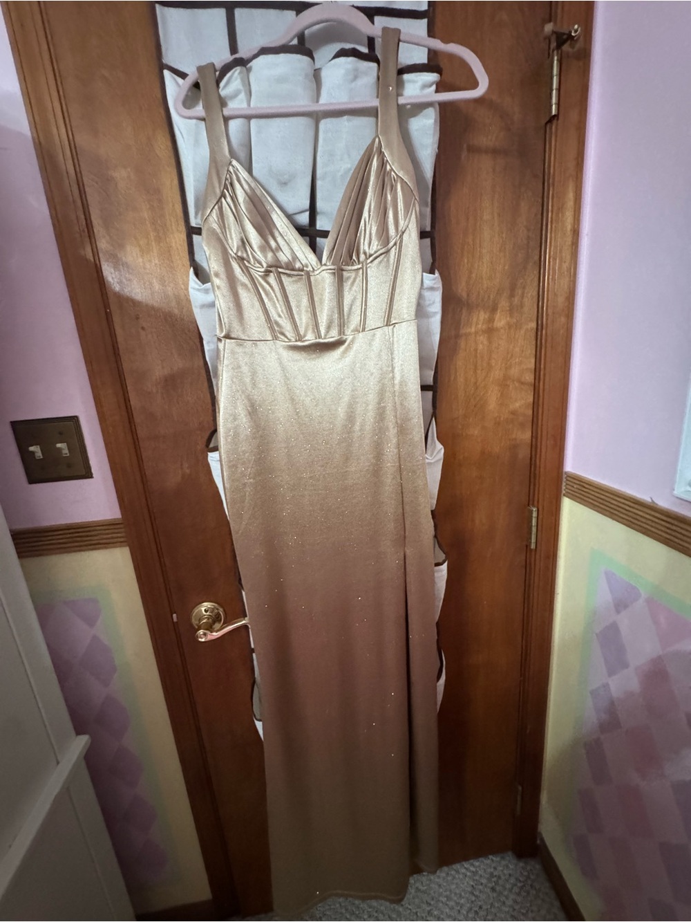 Windsor Metallic Gold Shimmer Maxi Dress